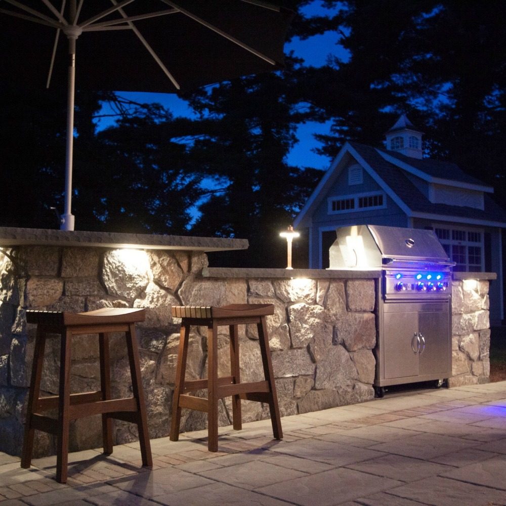 outdoor seating hardscape lights